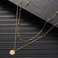 AFSTALR Damen Layered Kette Gold Plättchen Kette Doppel Multilayer Halskette mit Coin Runden Anhänger