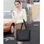 MEEGIRL Damen Henkeltaschen, Einfache Handtaschen PU Leder Tote Shopper Bag für Arbeit, Schule, Einkauf mit Reißverschluss und Innentasche (Schwarz)