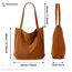 KALIDI Cord Tasche Damen Umhängetasche mit Reißverschluss Wasserdicht Tote Bag mit Taschenfach Groß Shopper Tasche Handtasche Schultertaschen für Arbeit Büro Reisen Einkaufen Schule (brown)