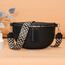 Vezluax 30x20cm umhängetasche Damen Bauchtasche Damen Groß Vegan Leder Crossbody Bag stylisch Frauen mit breitem Gurt Schwarz