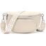Rorimyth Bauchtasche Damen Beige Umhängetasche Damen Klein Veganes Leder Handtasche Crossbody Bag Gürteltasche Brusttasche Hüfttasche