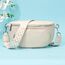 Rorimyth Bauchtasche Damen Beige Umhängetasche Damen Klein Veganes Leder Handtasche Crossbody Bag Gürteltasche Brusttasche Hüfttasche
