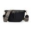 Vezluax 30x20cm umhängetasche Damen Bauchtasche Damen Groß Vegan Leder Crossbody Bag stylisch Frauen mit breitem Gurt Schwarz