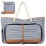 Lekespring Strandtasche Damen Groß mit Reißverschluss, Vielseitiger Damen Shopper Badetasche Saunatasche Reisetasche Tote Bag für Strand Reisen Einkaufen Sport u.Arbeit (Gestreift)