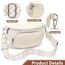 Rorimyth Bauchtasche Damen Beige Umhängetasche Damen Klein Veganes Leder Handtasche Crossbody Bag Gürteltasche Brusttasche Hüfttasche