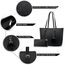 Handtasche Damen Set Schwarz Tasche Mit Geldbörse für Büro Schule Einkauf Handtasche Damen Groß Mit Quasten Damen und Pelz Kugel Plüsch Schlüsselring