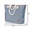 Lekespring Strandtasche Damen Groß mit Reißverschluss, Badetasche XXL Familie Saunatasche Reisetasche Beach Tote Bag für Strand Reisen Einkaufen u.Sport (Blau Gestreift)