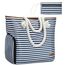 Lekespring Strandtasche Damen Groß mit Reißverschluss, Badetasche XXL Familie Saunatasche Reisetasche Beach Tote Bag für Strand Reisen Einkaufen u.Sport (Blau Gestreift)