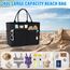 IGOLUMON Strandtasche XXL Familie Groß Badetasche mit Reißverschluss Wasserdicht 40L Vielseitiger Shopper Damen Tote Bag für Strand Pool Fitnessstudio Reisen Schwarz