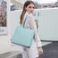 MEEGIRL Damen Henkeltaschen, Einfache Handtaschen PU Leder Tote Shopper Bag für Arbeit, Schule, Einkauf mit Reißverschluss und Innentasche (Blau)