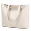 MEEGIRL Damen Henkeltaschen, Einfache Handtaschen PU Leder Tote Shopper Bag für Arbeit, Schule, Einkauf mit Reißverschluss und Innentasche Beige