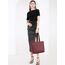 MEEGIRL Damen Henkeltaschen, Einfache Handtaschen PU Leder Tote Shopper Bag für Arbeit, Schule, Einkauf mit Reißverschluss und Innentasche (Wine Red)