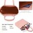 MEEGIRL Damen Henkeltaschen, Einfache Handtaschen PU Leder Tote Shopper Bag für Arbeit, Schule, Einkauf mit Reißverschluss und Innentasche (Rosa)