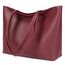 MEEGIRL Damen Henkeltaschen, Einfache Handtaschen PU Leder Tote Shopper Bag für Arbeit, Schule, Einkauf mit Reißverschluss und Innentasche (Wine Red)