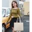 MEEGIRL Damen Henkeltaschen, Einfache Handtaschen PU Leder Tote Shopper Bag für Arbeit, Schule, Einkauf mit Reißverschluss und Innentasche Beige
