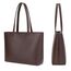 MEEGIRL Schlichte Damen-Handtasche aus PU-Leder, Arbeit, Schule, Einkaufstasche, mit Reißverschluss und Innentasche, coffee