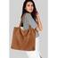 Prite Handtasche Damen Tote Bag Shopper Groß Umhängetasche Cord Beuteltasche Stofftasche für College Schule Arbeit Reisen Einkaufen (Braun)