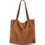 Prite Handtasche Damen Tote Bag Shopper Groß Umhängetasche Cord Beuteltasche Stofftasche für College Schule Arbeit Reisen Einkaufen (Braun)