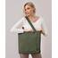 Prite Handtasche Damen Tote Bag Shopper Groß Umhängetasche Cord Beuteltasche Stofftasche für College Schule Arbeit Reisen Einkaufen (Dunkelgrün)
