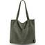 Prite Handtasche Damen Tote Bag Shopper Groß Umhängetasche Cord Beuteltasche Stofftasche für College Schule Arbeit Reisen Einkaufen (Dunkelgrün)