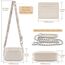 BROTOU Damen Echtes Leder Umhängetasche Crossbody Bag mit 2 Breitem Schultergurt Kartenhalter, Kleine Umhängetasche Damen mit 3 Fächern (S-Beige)