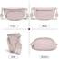 Rorimyth kleine Bauchtasche Damen Hellrosa umhängetasche Damen klein Veganes Leder gürteltasche Handtasche Crossbody Bag