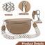 Rorimyth Bauchtasche Damen Khaki Umhängetasche Damen Klein Veganes Leder Handtasche Crossbody Bag Gürteltasche Brusttasche Hüfttasche