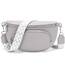 Rorimyth kleine Bauchtasche Damen Hellgrau umhängetasche Damen klein Veganes Leder gürteltasche Handtasche Crossbody Bag