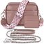 BROTOU Umhängetasche Damen Echtes Leder Crossbody Bag mit 2 Breitem Schultergurt Kartenhalter,Handtasche Leder Handy Umhängetasche, Kleine Tasche Damen mit 3 Fächern(Dunkelrosa)