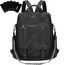 Leathario Rucksakck Damen Wasserdicht,Veganes Leder Cityrucksack,Rucksackhandtasche Mittelgroß, Diebstahlsich Tagesrucksack für Büro,Pendeln,Arbeit,Leicht Elegant Backpack Women Groß für Reise,Schwarz