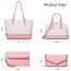 Bagsure Handtasche Damen Schultertasche Handtaschen Tragetasche Damen 4-teiliges Set für Büro Schule Einkauf Reise Geschenk (Rosa/weiß)