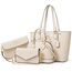 Bagsure Handtasche Damen Schultertasche Handtaschen Tragetasche Damen 4-teiliges Set für Büro Schule Einkauf Reise Geschenk (Beige)