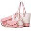 Bagsure Handtasche Damen Schultertasche Handtaschen Tragetasche Damen 4-teiliges Set für Büro Schule Einkauf Reise Geschenk (Rosa/weiß)