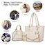 Bagsure Handtasche Damen Schultertasche Handtaschen Tragetasche Damen 4-teiliges Set für Büro Schule Einkauf Reise Geschenk (Beige)