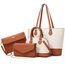 Bagsure Handtasche Damen Schultertasche Handtaschen Tragetasche Damen 4-teiliges Set für Büro Schule Einkauf Reise Geschenk (Braun Beige)