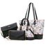 Bagsure Handtasche Damen Schultertasche Handtaschen Tragetasche Damen 4-teiliges Set für Büro Schule Einkauf Reise Geschenk (Blumen)