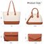 Bagsure Handtasche Damen Schultertasche Handtaschen Tragetasche Damen 4-teiliges Set für Büro Schule Einkauf Reise Geschenk (Braun Beige)