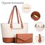 Bagsure Handtasche Damen Schultertasche Handtaschen Tragetasche Damen 4-teiliges Set für Büro Schule Einkauf Reise Geschenk (Braun Beige)