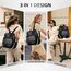 Leathario Rucksakck Damen Wasserdicht,Veganes Leder Cityrucksack,Rucksackhandtasche Mittelgroß, Diebstahlsich Tagesrucksack für Büro,Pendeln,Arbeit,Leicht Elegant Backpack Women Groß für Reise,Schwarz
