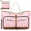 Lekespring Strandtasche Damen Groß mit Reißverschluss, Vielseitiger Damen Shopper Badetasche Saunatasche Reisetasche Tote Bag für Strand Reisen Einkaufen Sport u.Arbeit (Rosa Weidenzweig)