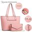 Bagsure Handtasche Damen Schultertasche Handtaschen Tragetasche Damen 4-teiliges Set für Büro Schule Einkauf Reise Geschenk (Rosa)