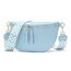Vezluax 30x20cm umhängetasche Damen Bauchtasche Damen Groß Vegan Leder Crossbody Bag stylisch Frauen mit breitem Gurt Blau