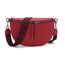 Vezluax 30x20cm umhängetasche Damen Bauchtasche Damen Groß Vegan Leder Crossbody Bag stylisch Gürteltasche Brusttasche Frauen mit breitem Gurt Kirschrot