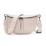 Vezluax 30x20cm umhängetasche Damen Bauchtasche Damen Groß Vegan Leder Crossbody Bag stylisch Gürteltasche Brusttasche Frauen mit breitem Gurt Beige-Silber