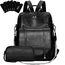 Leathario Rucksakck Damen Set Wasserdicht,Veganes Leder Cityrucksack,Rucksackhandtasche Mittelgroß, Diebstahlsich Tagesrucksack für Büro,Pendeln,Arbeit,Leicht Elegant Backpack Women Groß für Reise