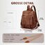 Leathario Rucksakck Damen Wasserdicht,Veganes Leder Cityrucksack,Rucksackhandtasche Mittelgroß, Diebstahlsich Tagesrucksack für Büro,Pendeln,Arbeit,Leicht Elegant Backpack Women Groß für Reise,Braun