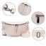 Vezluax 30x20cm umhängetasche Damen Bauchtasche Damen Groß Vegan Leder Crossbody Bag stylisch Gürteltasche Brusttasche Frauen mit breitem Gurt Beige-Silber