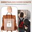Leathario Rucksakck Damen Wasserdicht,Veganes Leder Cityrucksack,Rucksackhandtasche Mittelgroß, Diebstahlsich Tagesrucksack für Büro,Pendeln,Arbeit,Leicht Elegant Backpack Women Groß für Reise,Braun