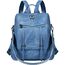 Leathario Rucksakck Damen Wasserdicht,Veganes Leder Cityrucksack,Rucksackhandtasche Mittelgroß, Diebstahlsich Tagesrucksack für Büro,Pendeln,Arbeit,Leicht Elegant Backpack Women Groß für Reise,Blau