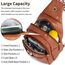 OSOCE Crossbody Damen Klein Brusttasche PU Leder Sling Bag Diebstahlsicher Crossbag Damen Schulterrucksack Vielseitige Umhängetasche für Reisen und mehr in Braun Weiß und Schwarz